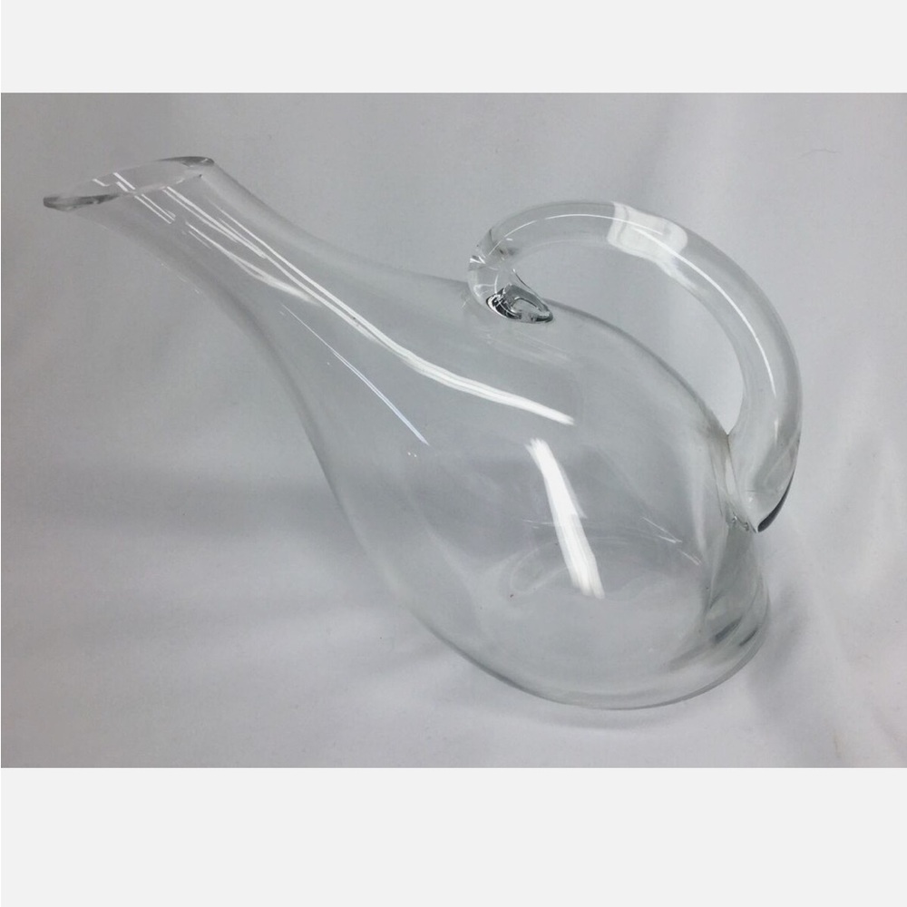 Clear Glass Slanted Tipsy Pitcher or Decanter or Vase